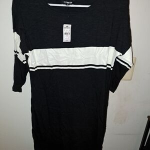 Express Black and White Striped Dress